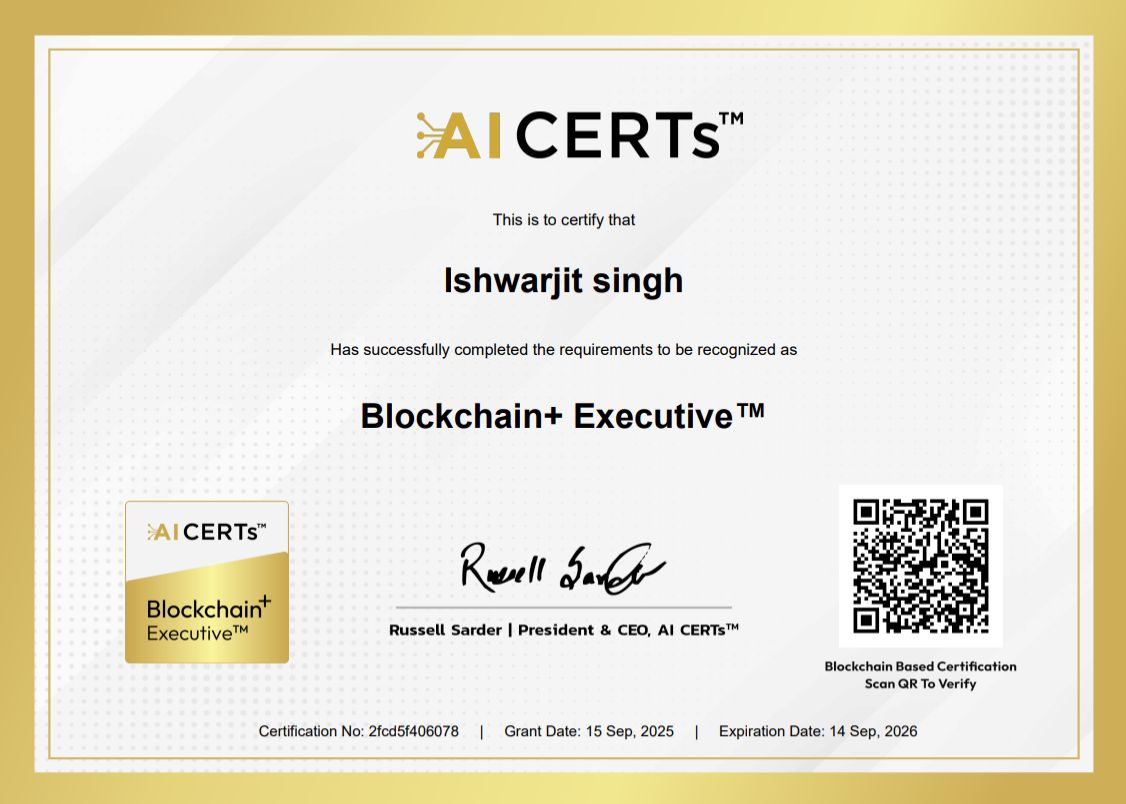 Certificate Earned By K Ishwarjit Singh