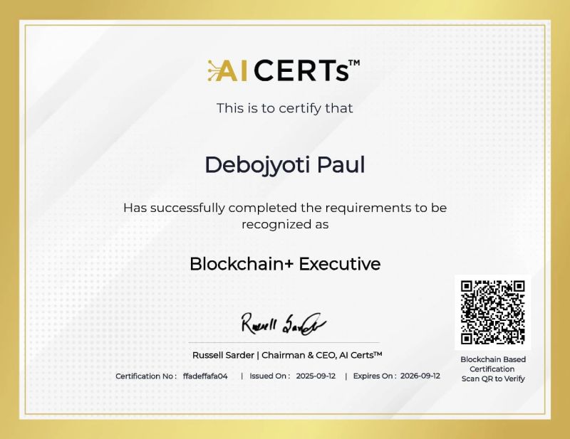 Certificate Earned By Debojyoti Paul