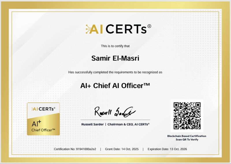 Certificate Earned By Prof. Samir EL-MASRI