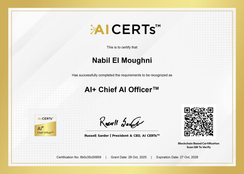 Certificate Earned By Nabil El Moughni