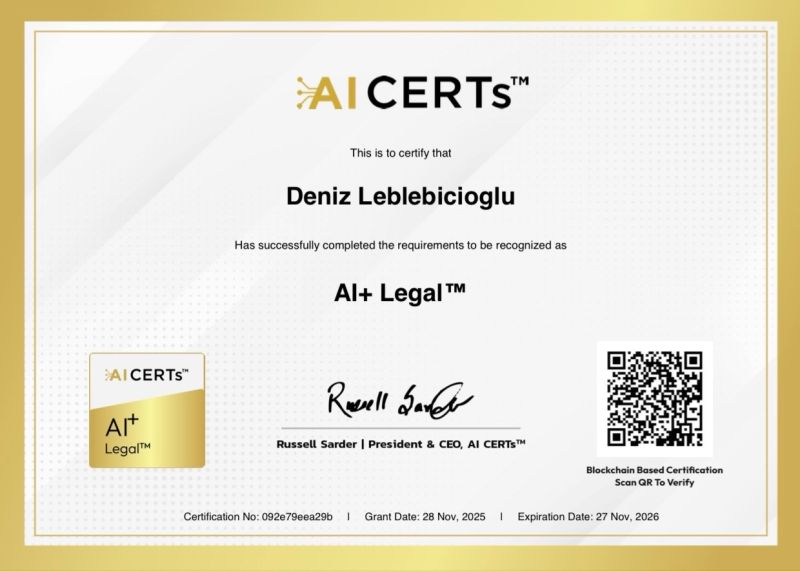 Certificate Earned By Deniz Leblebicioğlu