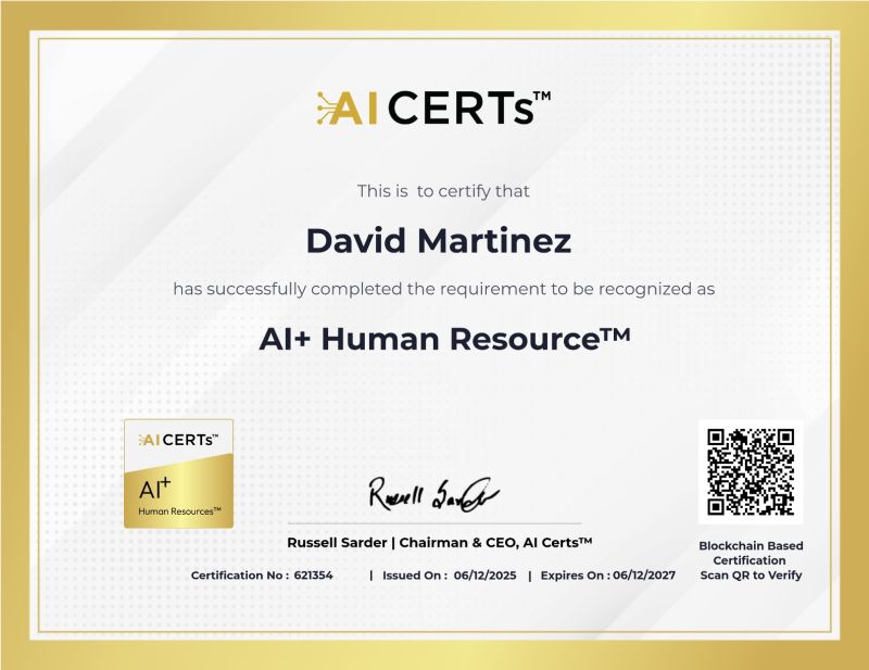 Certificate Earned By David Martinez