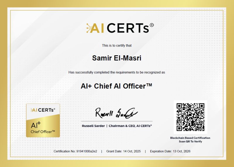 Certificate Earned By Prof. Samir EL-MASRI