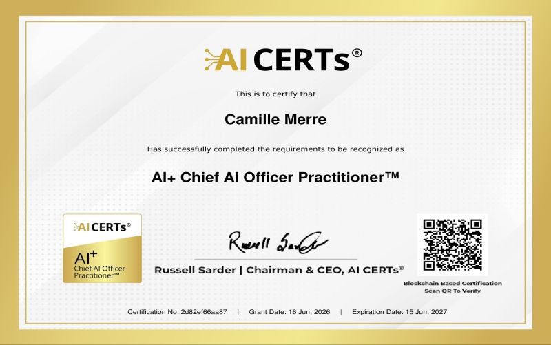 Certificate Earned By CAMILLE MERRE كميل مير