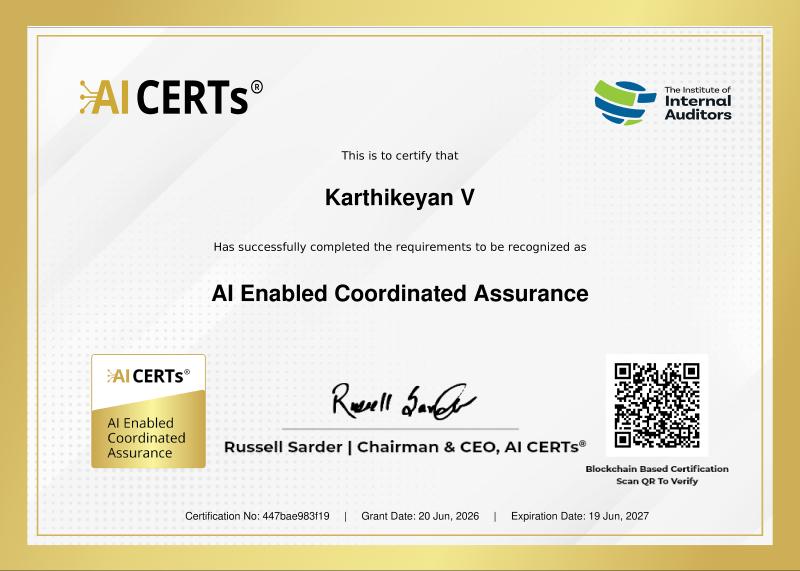 Certificate Earned By Karthikeyan V