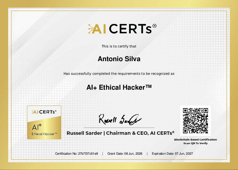 Certificate Earned By António Silva