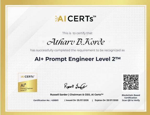 Certificate Earned By Atharv Korde